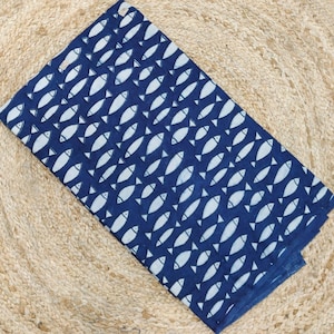 Indigo Blue Cotton Hand Block Print Fabric Indian Hand Dyed Sewing Fabric (1–10 Yards)