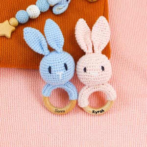 Personalized Crochet Baby Rattle · Handmade Animal Rattle Toy · Baby Shower Gift · Newborn Keepsake · Soft Grasping Toy for Infants
