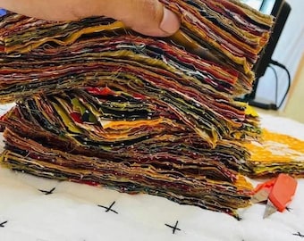 Bunte Quilt-Baumwollstoffreste Bündel, verschiedene Kantha Quilt Scrap, Slow Stitching, Junk Journal Fabric & Craft Versorgung