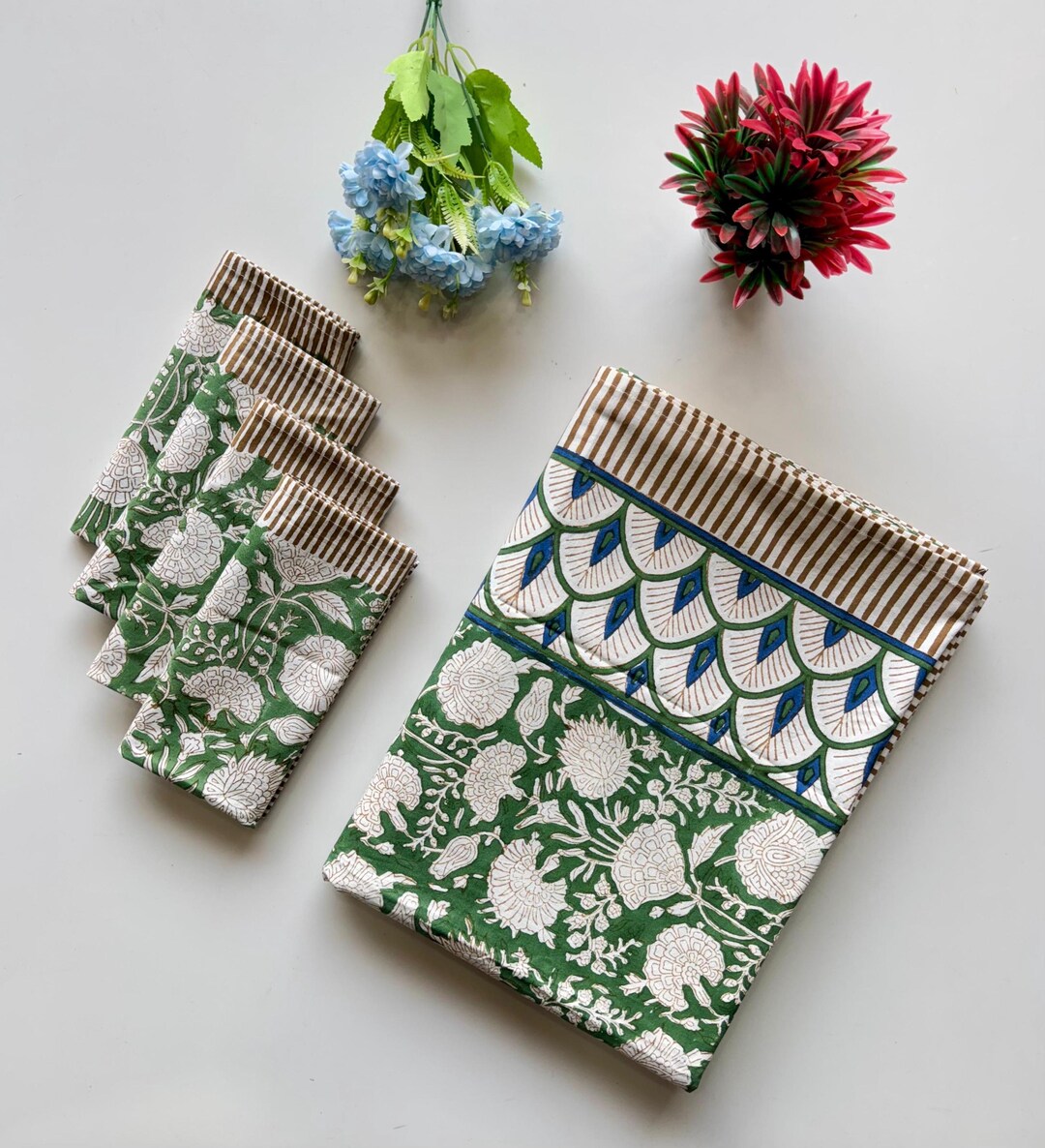 Napkin Set With Table Cloth Vintage Cotton Table Cloth Square/rectangle ...
