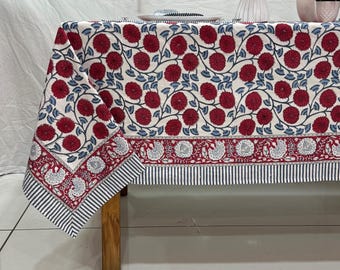 Handgefertigte Block Print Tischdecke, Servietten Sets, Baumwollbezug, Runder Tisch Bezug, Tischläufer, Bauernhaus Dekor, Boho Wohndekor