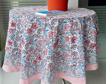 Boho Vintage weiße & rosa Tischdecke Baumwolle Tischdecke für Esstisch Benutzerdefinierte runde Tischdecke mit Serviette Tischdekoration Dekor Geschenk für Hochzeit