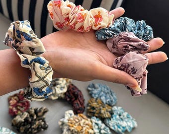 10er Pack Vintage Stoff Haarbänder Junk Journal, Slow Stitching Cotton Block Print Scrunchies Big Scrunchies Haarschmuck, Brautjungfer Geschenk