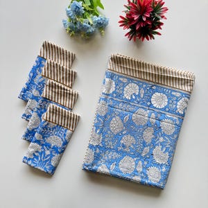 Vintage Block Print Table Cloth Square/Rectangle/Round Custom Table Cover With Napkin/Placemats/Runner Table Top Decor Sets