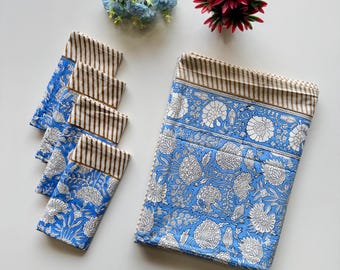 Vintage Block Print Tischdecke Quadrat / Rechteck / Rund benutzerdefinierte Tischabdeckung mit Serviette / Tischsets / Läufer Tischdekoration Sets