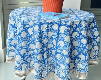 Vintage Block Print Tischdecke Quadrat / Rechteck / Rund benutzerdefinierte Tischabdeckung mit Serviette / Tischsets / Läufer Tischdekoration Sets