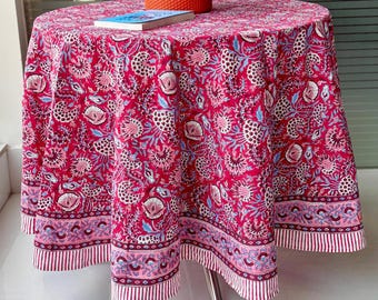 Runde Tischdecke-Baumwolle Indischer Blockdruck Handgemachte Waschbar Tischdecke Frühling Ostern Geschenk Tischdecke Benutzerdefinierte Quadrat / Rechteckige Tischdecke