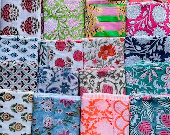 FAT QUARTER BUNDLE - Boho Block Print Scrap, Kantha Scraps Stoffreste, Quilt Stoffreste Vintage Kantha Bundle Collage/Junk Journals.