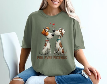 Camiseta "Amigos para siempre", camiseta con arte de perro, camiseta "Amor de cachorro", regalo de San Valentín, regalo para amantes de los perros, camiseta "Mejores amigos", camiseta de perro de dibujos animados