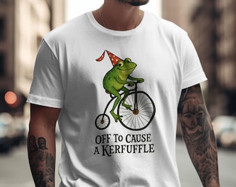Camiseta divertida de rana, rana en bicicleta, rana de fiesta, camiseta novedosa, camiseta con diseño único, camiseta de animal adorable, envío gratis
