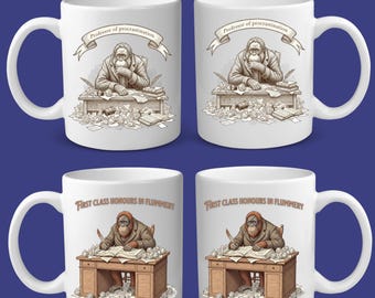 Taza con honores de primera clase en Flummery / Ilustración de escritorio de orangután