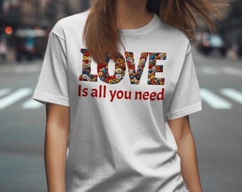 Camiseta "Floral Love", camiseta con frase inspiradora, camiseta "Flower Power", ropa con vibras positivas, envío gratis