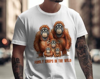 Camiseta de familia de orangutanes, divertida camiseta de simios, camiseta de vida silvestre, regalo para amantes de los animales, caricatura de primates, ropa para fanáticos del zoológico, envío gratis