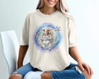 Camiseta de vaca espacial, vaca astronauta, camiseta de galaxia, camiseta de animal divertido, camiseta de diseño único, envío gratis