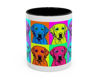 Taza de Labrador Pop Art / Taza de café con acento de 11 oz y 15 oz