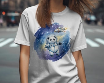 Camiseta de astronauta panda, diseño espacial, ropa infantil, camiseta galáctica, regalo para amantes de los animales, envío gratis