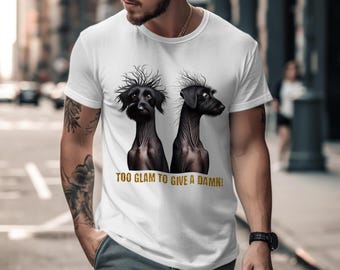 Camiseta con gráfico de perro divertido: "Demasiado glamoroso para importarme un bledo" - Camiseta humorística
