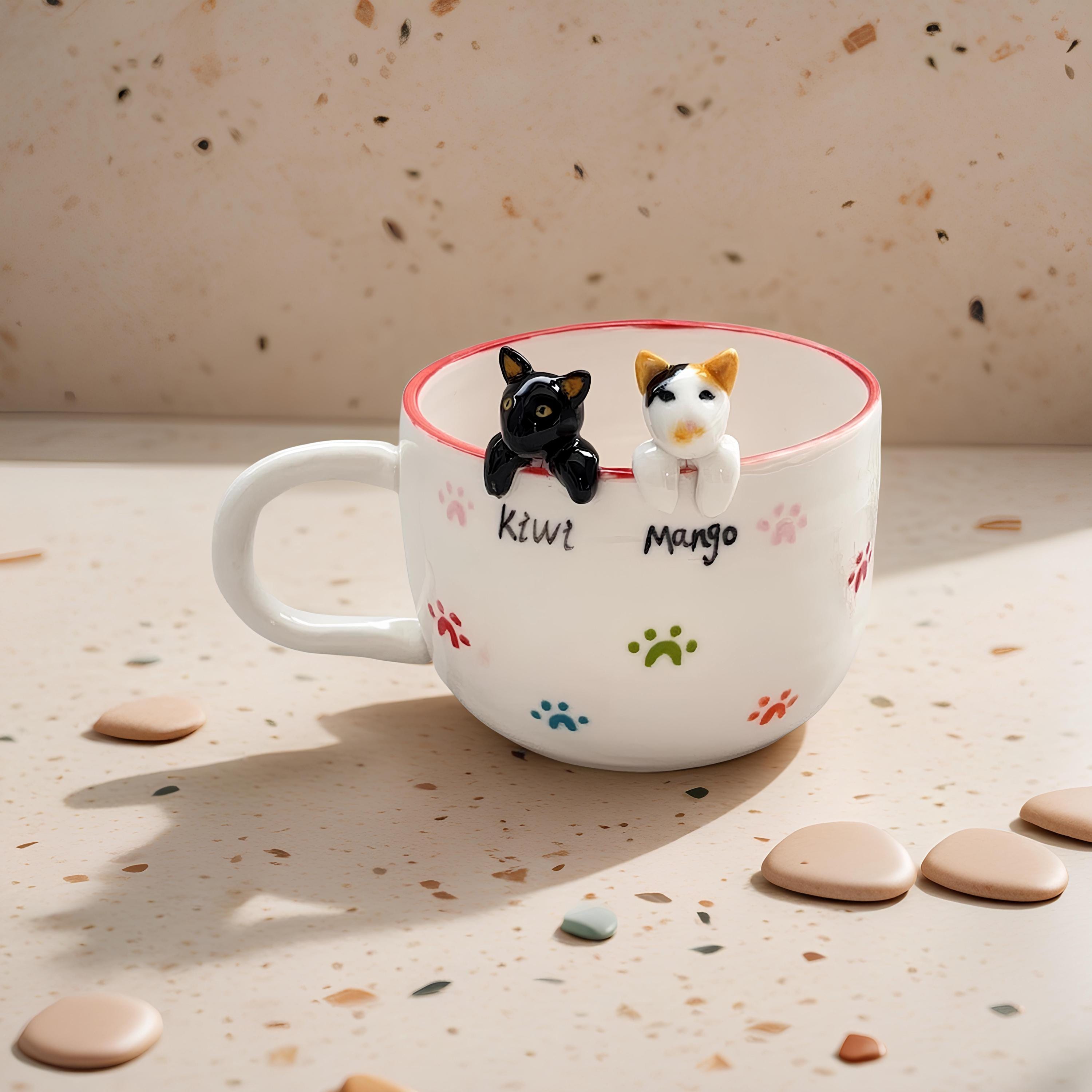 Custom Pet Peekaboo Mug,Personalized Ceramic Dog & Cat Mug,Hidden Animal Coffee Cup,Hand-drawn Mug,Gifts for Pet Owners,Custom Pet Lover Mug