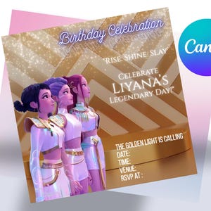 Kpop Demon Hunter Birthday Invitation, Editable K-pop Party Invite, BTS Themed Digital Card, Saja Boys, Demon Hunter Birthday Party, Musical