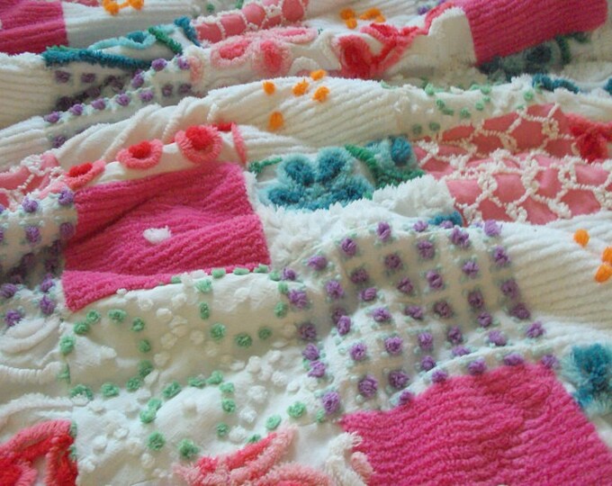 Vintage Chenille Quilt, Throw, Baby Quilt, Daybed, Nursery