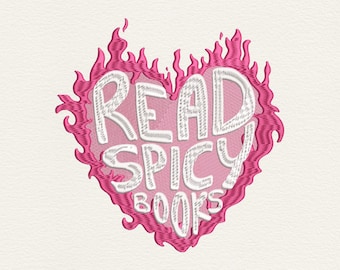 Read Spicy Books Embroidery File, Chili Pepper Book Embroidery Files, Book Lover Embroidery Design, Instant Download
