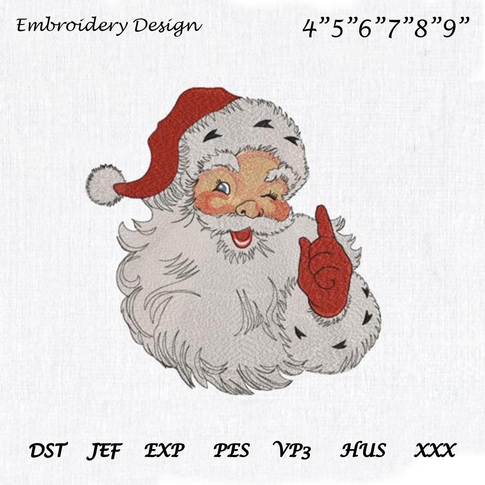 Christmas Santa Claus Embroidery Design, 6 sizes, Instant Download