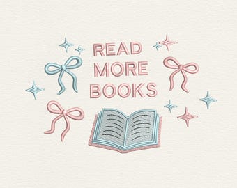 Leggi altri libri Disegno per ricamo, File per ricamo a macchina per amanti dei libri, Ricamo libresco, File per download digitale di regali a tema libri