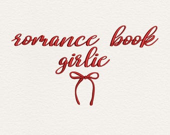 Romance Book Girlie Embroidery Design, Book Lover Embroidery File, Romance Reader Machine Embroidery, Bookish Gift Design, Instant Download