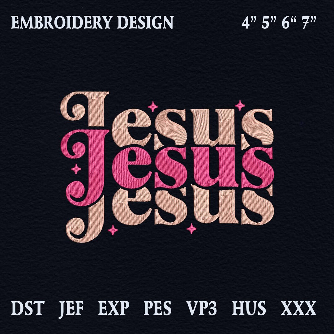 Jesus Stacking Embroidery Design, Retro Christian Machine File, Jesus ...