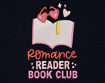 Romance Reader Book Club Embroidery Design, Cute Books Embroidery Design, Reading Embroidery Designs, Gift for Reading lovers