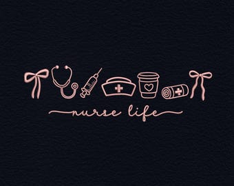 Nurse Life Icon Embroidery nurse machine embroidery Nurse Stethoscope Embroidery Design Doctor Stethoscope Bow Embroidery file.