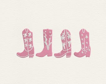 Cowgirl Boots Embroidery Design, Western Pink Boot Machine Embroidery File, Country Girl Rodeo Stitch Pattern, Western Embroidery