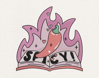 Spicy Book Embroidery Design, Romance Book Lover Design, Book Club Embroidery File, Spicy Reader Gift, Bookish Embroidery