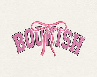 Bookish Embroidery Design, Bookish Bow Embroidery File, Book Lover Machine Embroidery, Pink Bow Bookish Design, Instant Download