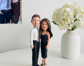Figura de boda de arcilla personalizada, adorno para tarta de boda con retrato personalizado de Bubblehead, regalo para hermano, regalo para novio