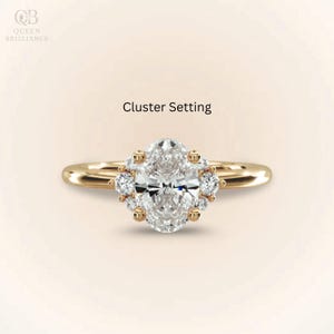 3 CT Oval Cluster Diamond Ring Oval Moissanite Engagement Ring 14K Gold Wedding Ring Round Accent Wedding Ring For Her Promise Ring