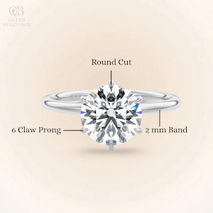 2 Carat Round Moissanite Engagement Ring 6 Prongs 14K White Gold Wedding Ring Round Diamond Solitaire Ring Unique Proposal Ring For Her