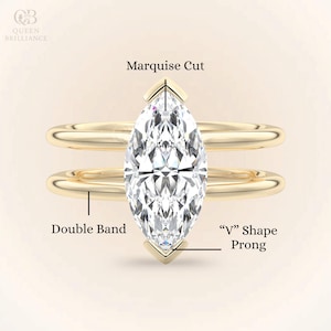3 CT Marquise Cut Moissanite Engagement Ring Hidden Halo Ring Double Band Ring 14K Gold Wedding Ring For Her Promise Anniversary Ring