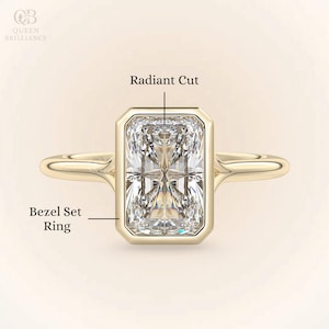 2.5 CT Radiant Cut Colorless Moissanite Engagement Ring, Delicate Bezel Set Ring, Solitaire Ring, Anniversary Gift For Women, Proposal Ring