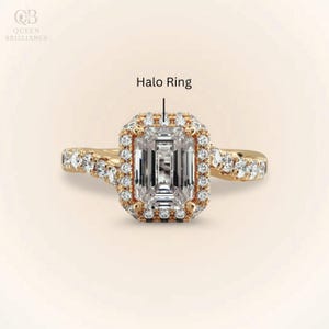 2 CT Emerald Cut Moissanite Engagement Ring Double Halo 14K Gold Wedding Ring Pave Band Anniversary Ring Unique Ring Promise Ring For Her
