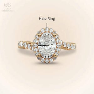 Stunning Oval Cut Moissanite Ring Oval Halo Engagement Ring Unique Double Halo Bridal Wedding Ring Pave Band Ring Gold Ring