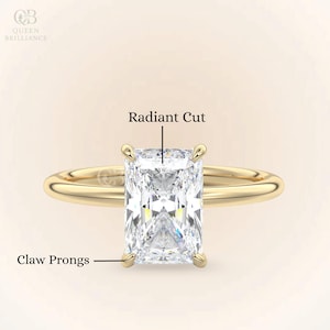 Hidden Halo 2 CT Radiant Cut Moissanite Engagement Ring Radiant Shaped 14K Gold Wedding Ring Radiant Solitaire Diamond Ring Promise Ring