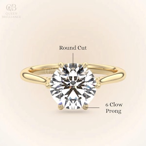 2 CT Round Cut Moissanite Engagement Ring Tulip Setting Round Diamond Ring For Women 14K Gold Wedding Ring Cathedral Set Promise Ring