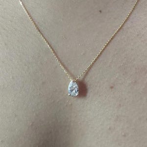 0.70 Ct Pear Cut Diamond Necklace, 14K Solid Gold Lab Grown Diamond Solitaire Pendant, Teardrop Diamond Necklace, Dainty Gift for Her