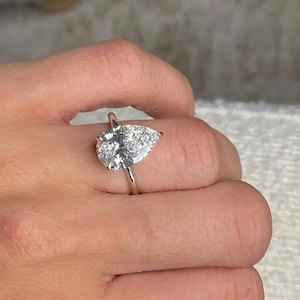 4.00 Carat Pear Cut Lab Grown Diamond Solitaire Ring - IGI Certified Pear Shaped Engagement Ring - Perfect Wedding Proposal Gift