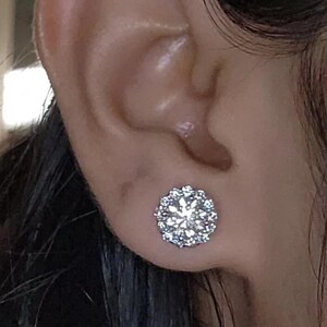 2.30 CT Round Cut Lab Grown Diamond Halo Earrings, 14K Solid Gold Diamond Studs, Sparkling Bridal Earrings, Gift for Wife or Girlfriend
