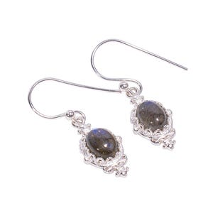 Labradorite Sterling Silver Drop Earrings: Handmade Gemstone Jewelry