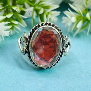 Mystic Topaz Sterling Silver Ring: Rainbow Fire Gemstone, Handmade