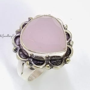 Rose Quartz Ring 925 Sterling Silver | Handmade Oxidized Gemstone Ring | Designer Jewelry for Women | Mother’s Day Gift for Her