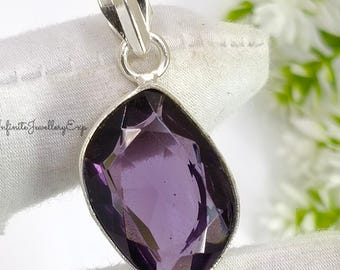Amethyst Pendant Necklace: 925 Sterling Silver February Birthstone